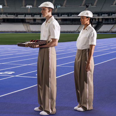 Volunteer medals bearers uniforms designed by Louis Vuitton, Olympic and Paralympic Games Paris 2024, LVMH, France